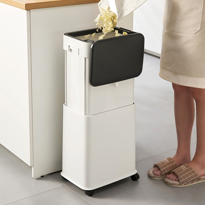 Narrow trash can with lid, over 12 L