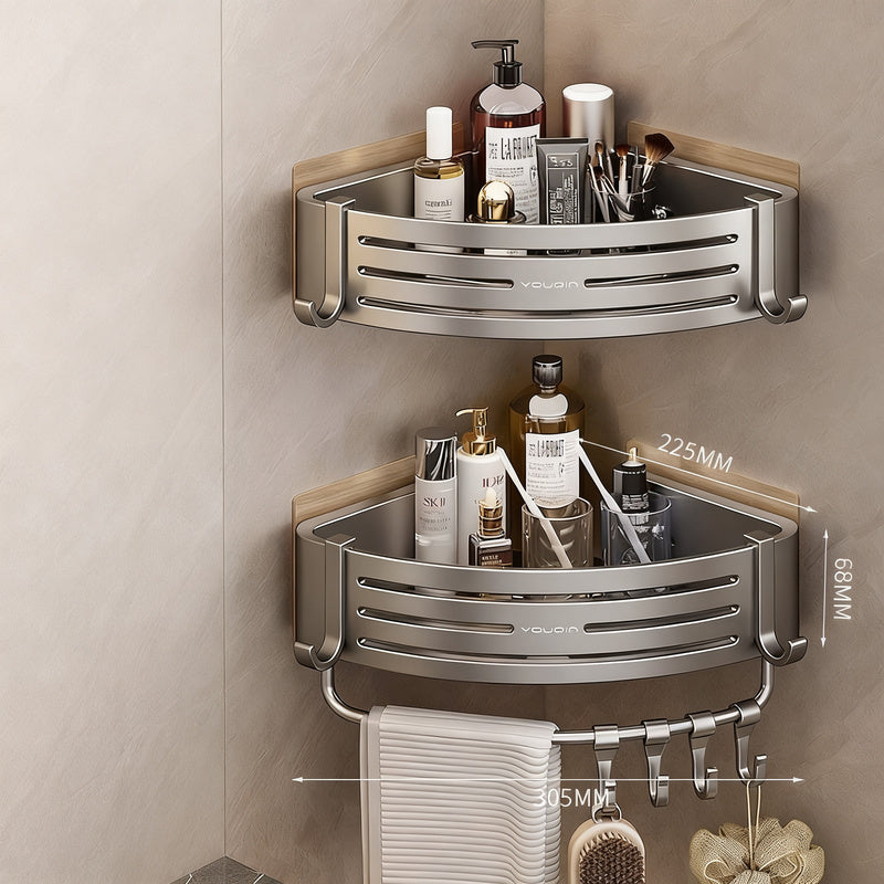 Triangle corner shelf for bathroom, no drilling