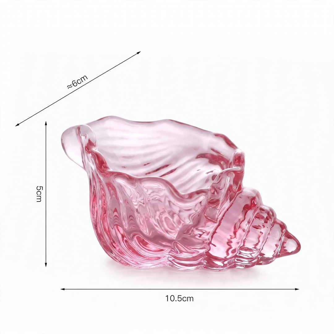 Shell-shaped glass candle holder in color