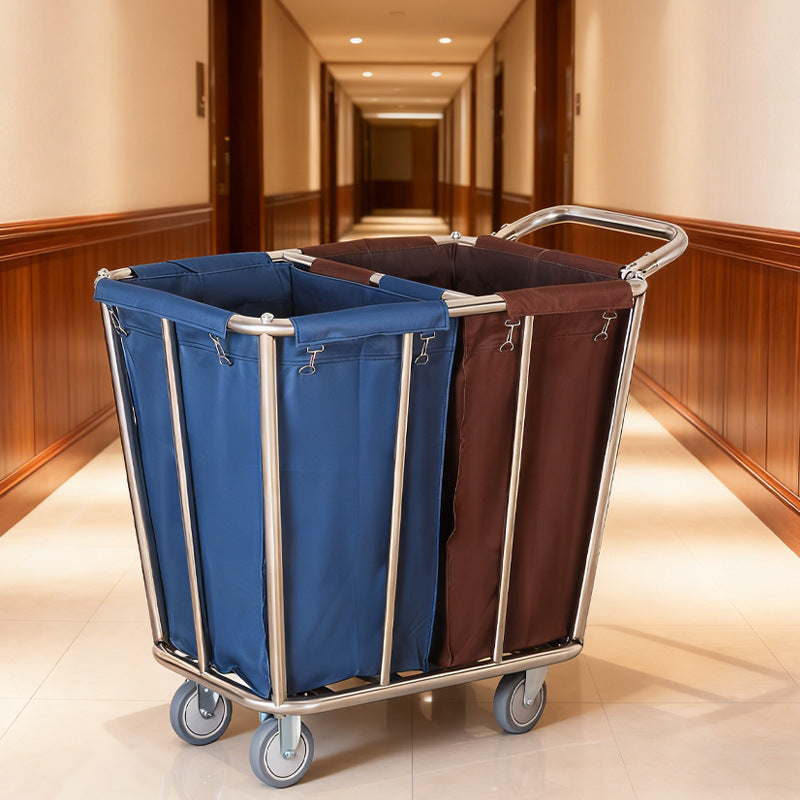 Stainless steel laundry cart with wheels