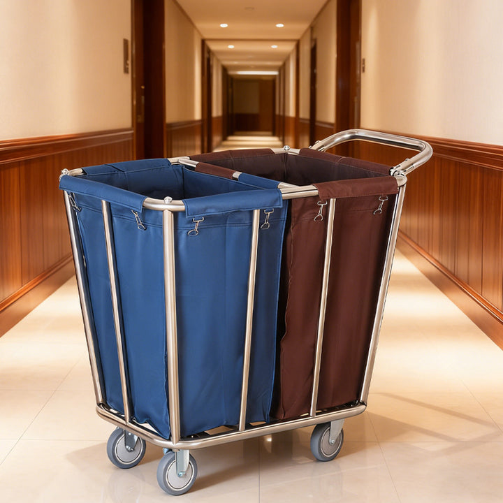 Stainless steel laundry cart with wheels