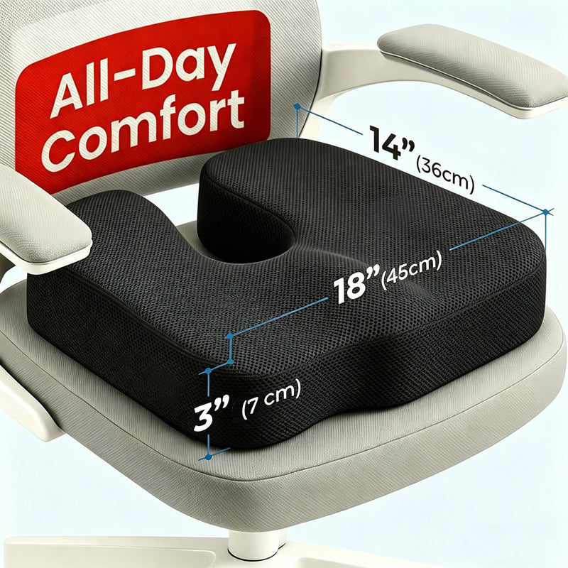 Seat cushion with memory foam and gel, breathable