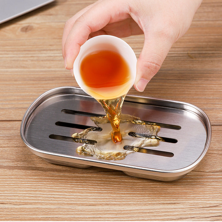 Stainless steel tray with drainage for tea