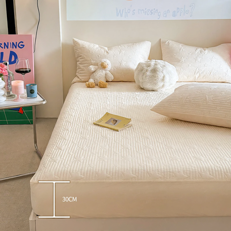 Cotton fitted sheet with quilting, 100% cotton