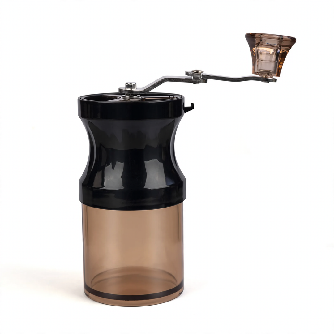 Hand crank coffee mill with ceramic or steel grinding mechanism
