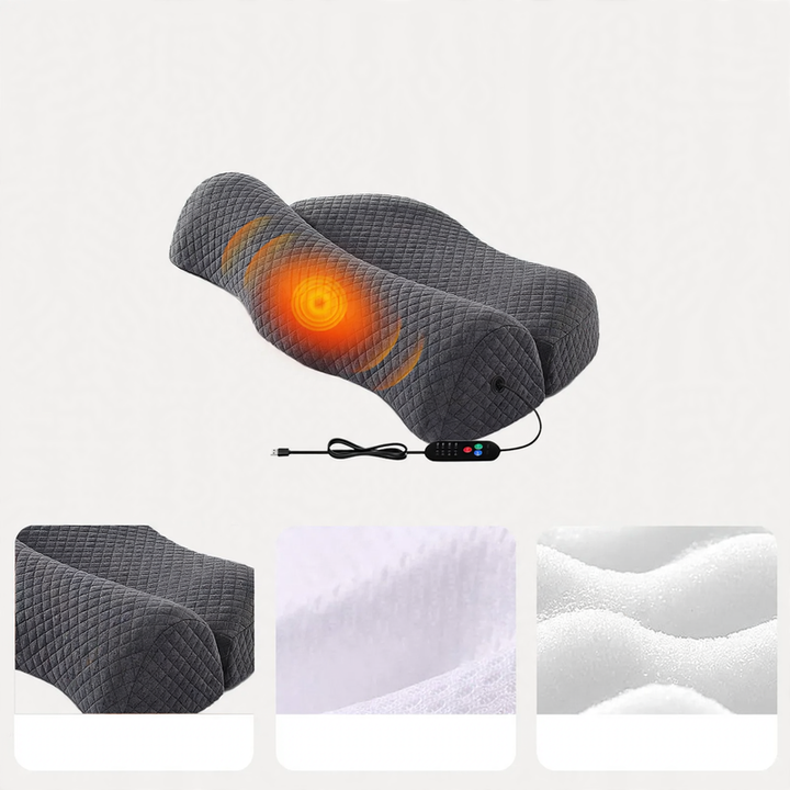 Memory foam neck support pillow with heating function