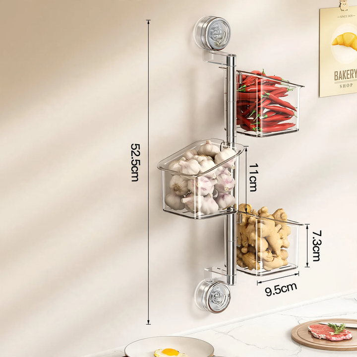 Rotating kitchen storage shelf with suction cup, model 230-006-A
