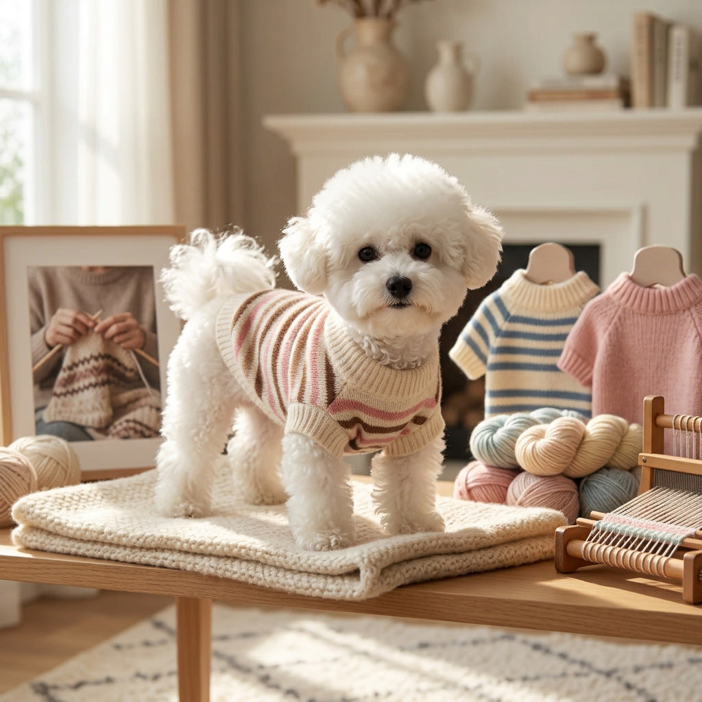 Striped knit sweater for small dogs