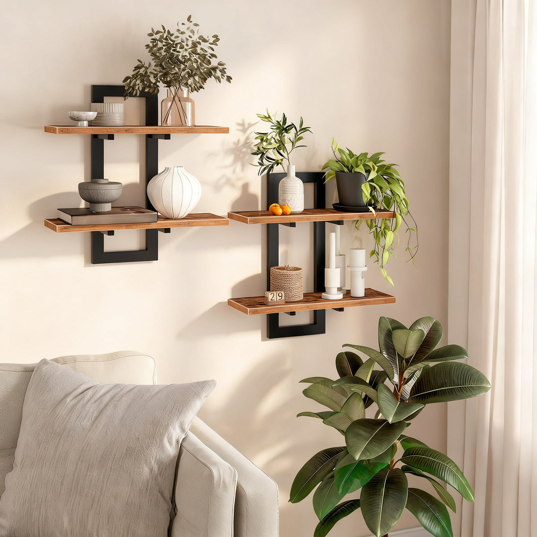 Wall shelf made of steel, floating design