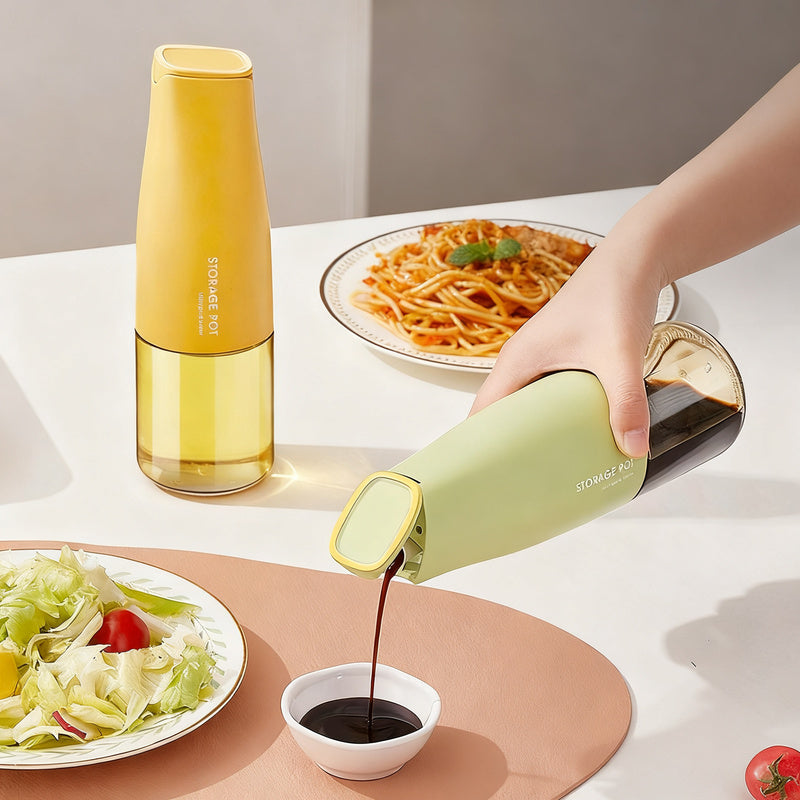 Glass bottles for oil and spices with automatic closure