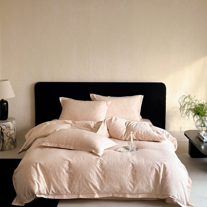 Cotton bedding set, 4-piece, jacquard
