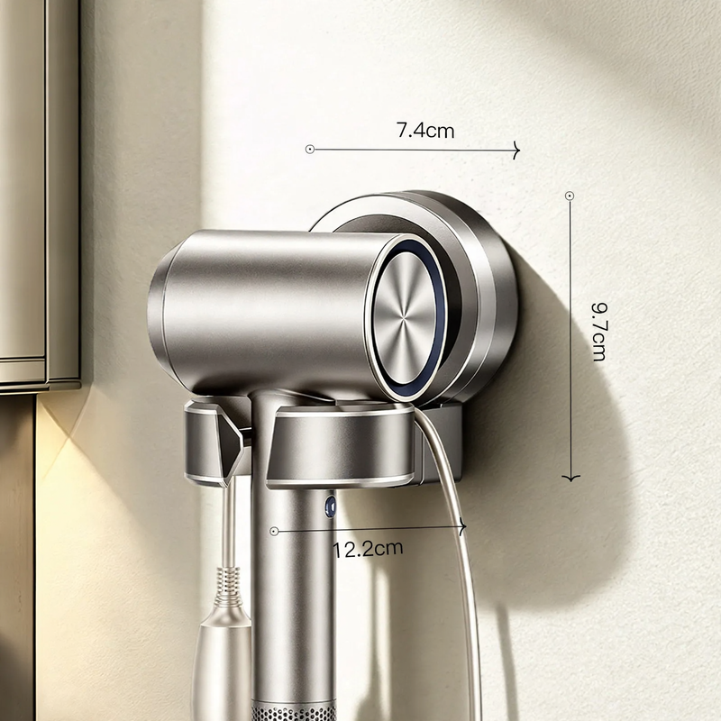 Hairdryer holder with suction cup, rotatable