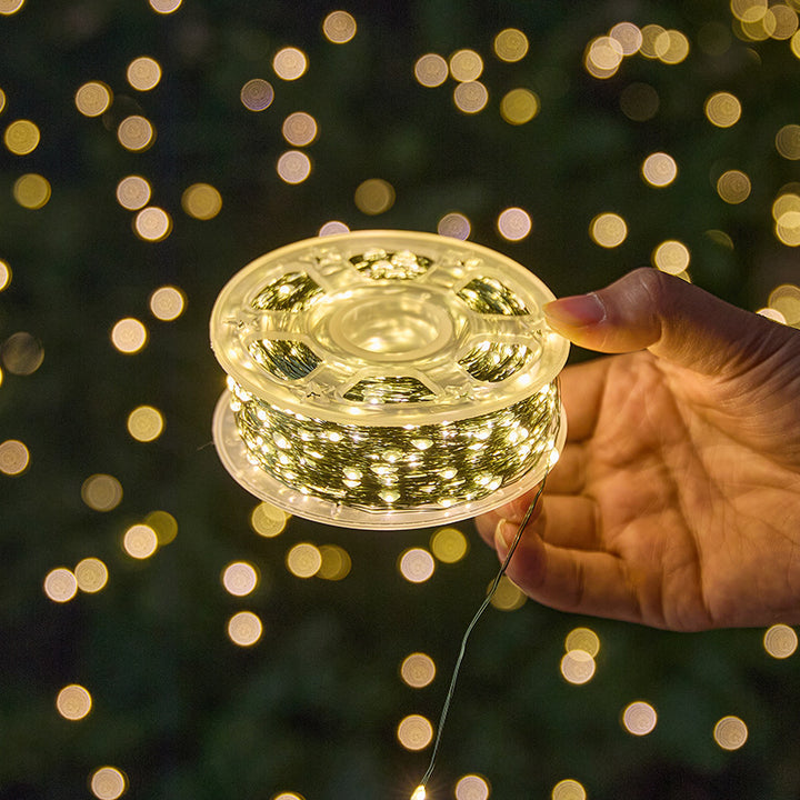 LED string lights with copper wire, dimmable