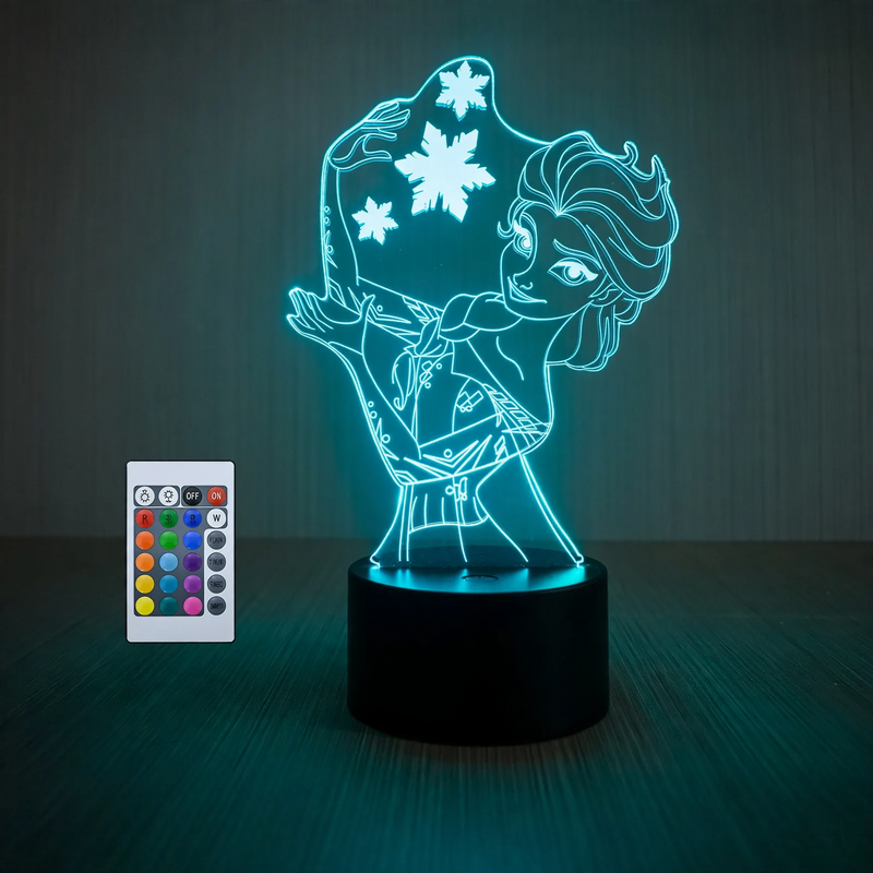 3D night light with acrylic shade, 7 colors LED