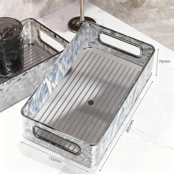 Transparent plastic storage box with ice pattern