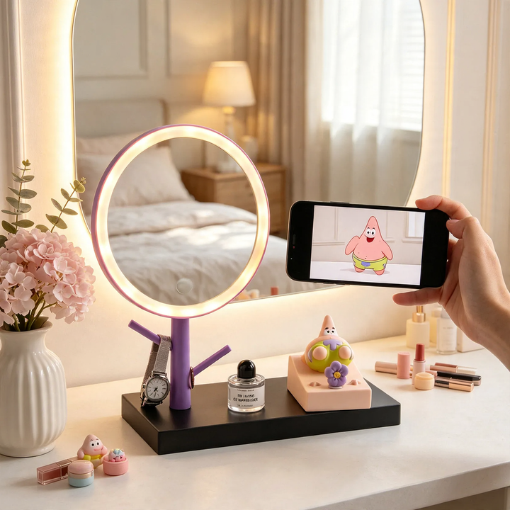 Handy stand with cosmetic mirror, ABS plastic
