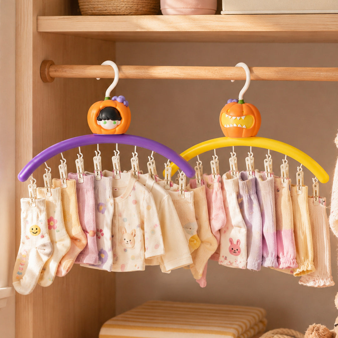 Drying rack with clips, pumpkin design