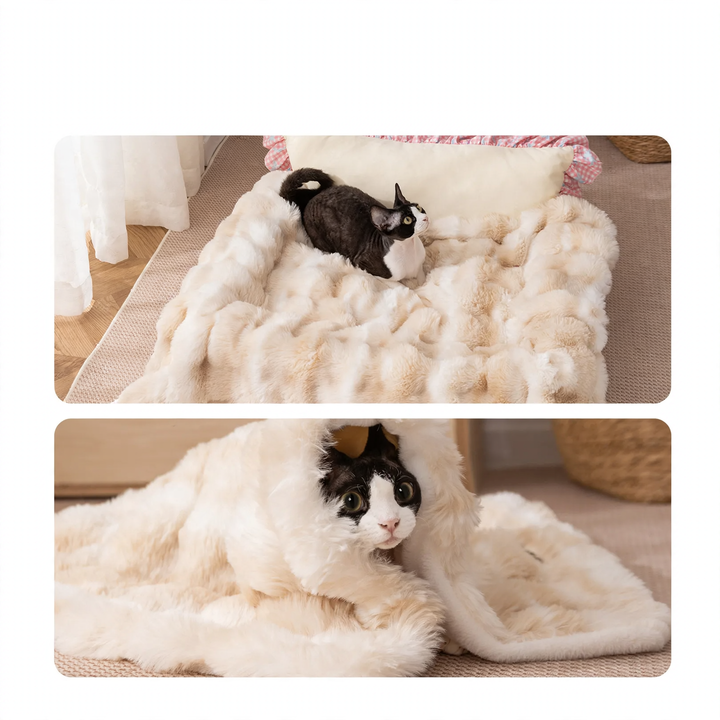 Rabbit fur pet blanket with tie-dye pattern