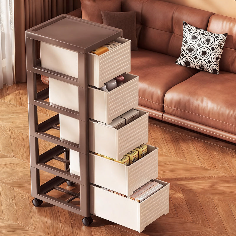 Plastic storage cabinet, multi-layer, with wheels