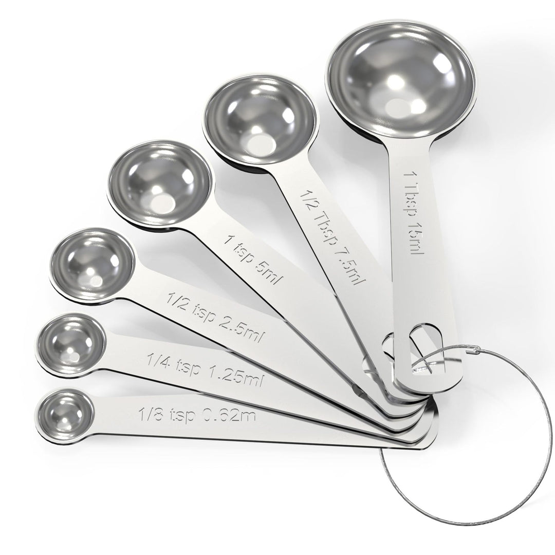 Stainless steel measuring spoon and cup set, 6-piece