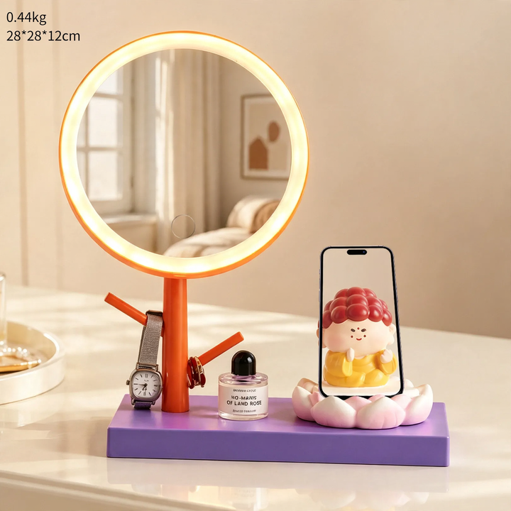 Cartoon-Phone-Stand with Makeup Mirror