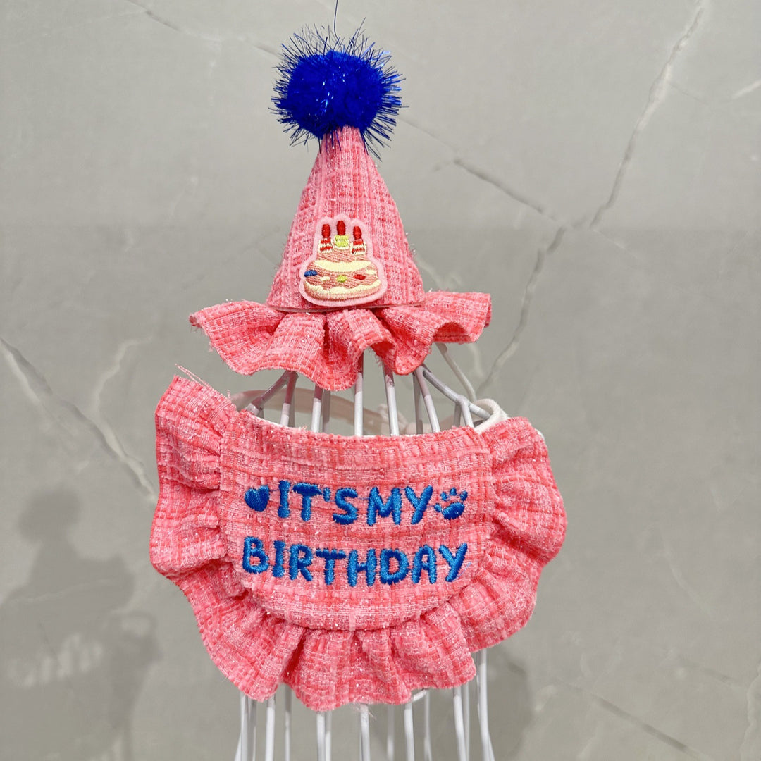 Birthday set for pets with hat and bib