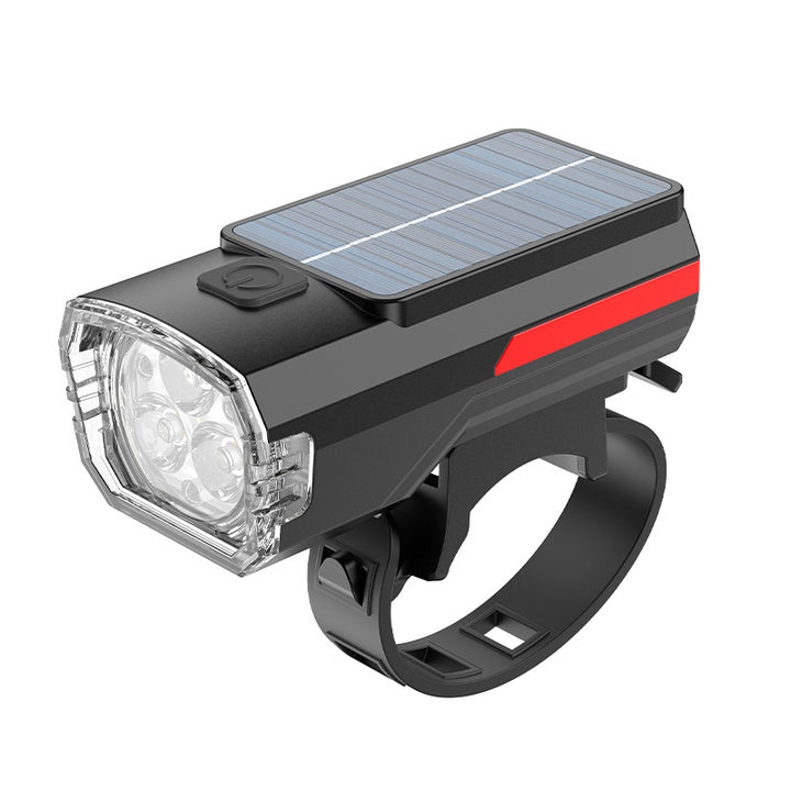 Bicycle light with solar charging and USB connection
