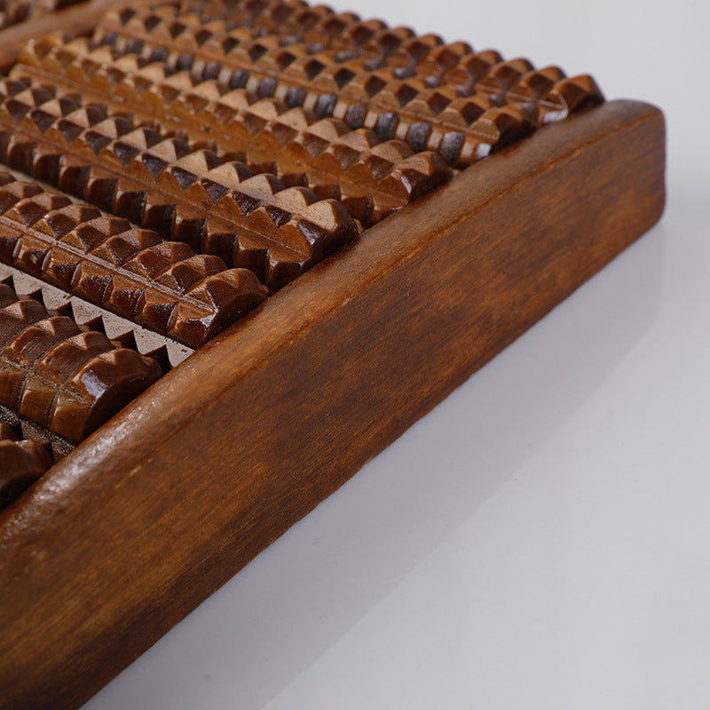 ALPENHAUCH - Foot massage roller made of real wood with acupressure mat