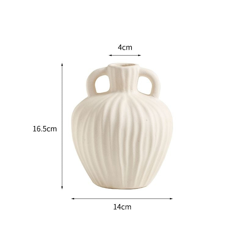 Ceramic flower vase, country house style, woven texture