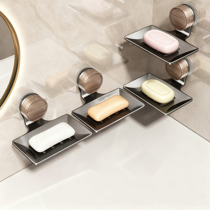 Wall-mounted soap dish with suction cup