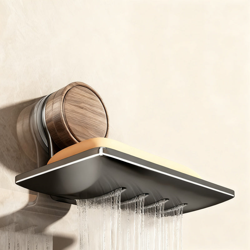 Wall-mounted soap dish with suction cup