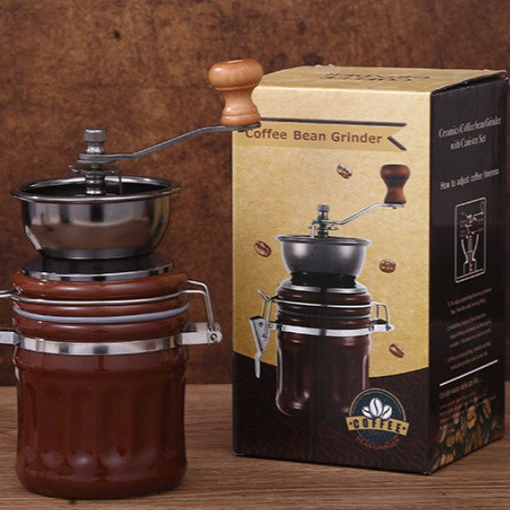 Hand coffee grinder with CNC grinding mechanism and brush