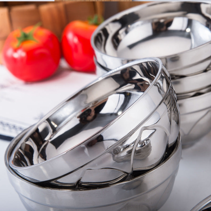 Double-walled stainless steel bowl, lotus shape