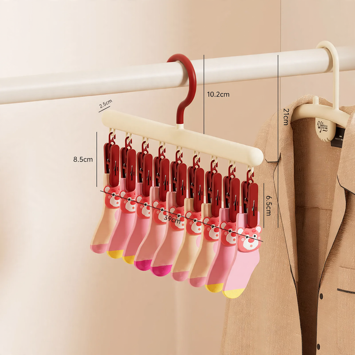 Clothes drying rack and clips, plastic, model DD2516-1
