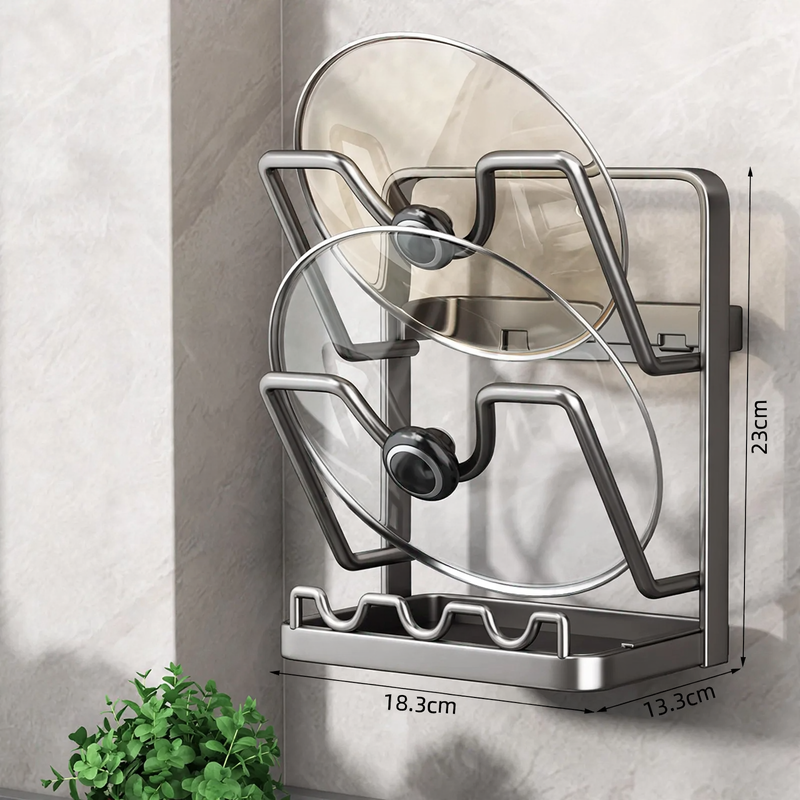 Pot lid and cooking spoon holder, wall and table version