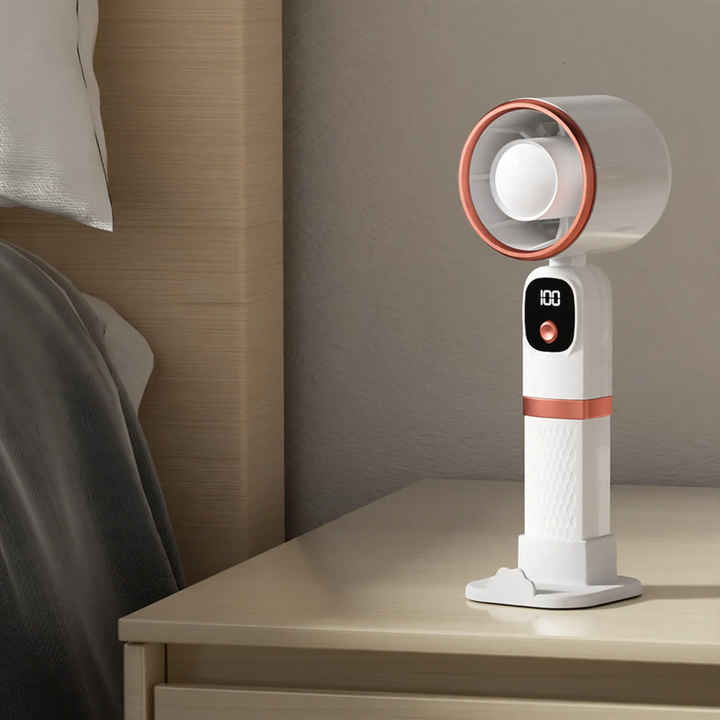 Portable hand fan with integrated power bank