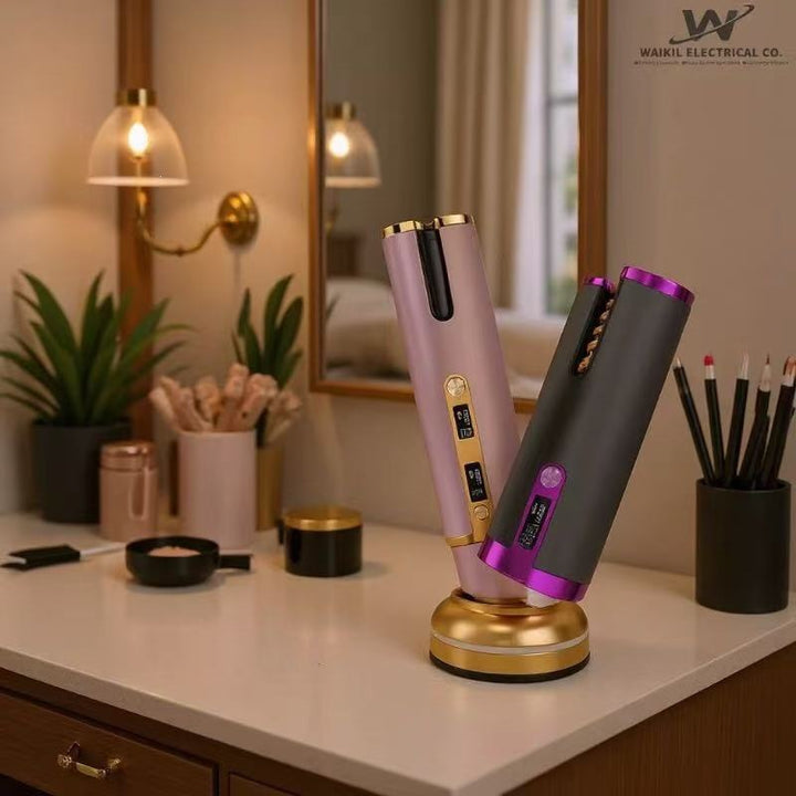Cordless curling wand device with copper-manganese heating element