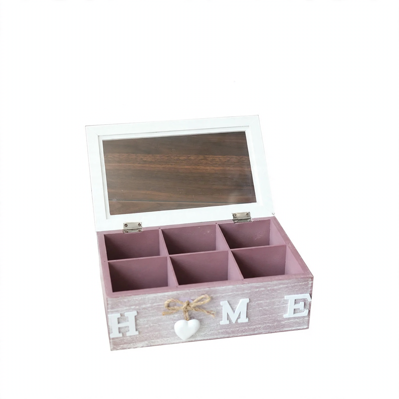 Wood storage box with compartments, modern design