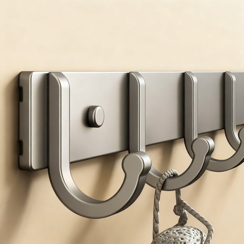 Aluminium coat hooks with adhesive fixation, 3–8 rows