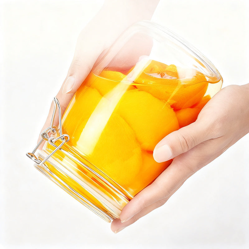 Glass storage jar with lid, airtight