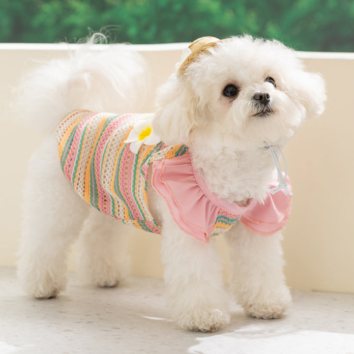 Dog carrier shirt with floral pattern, spring and summer