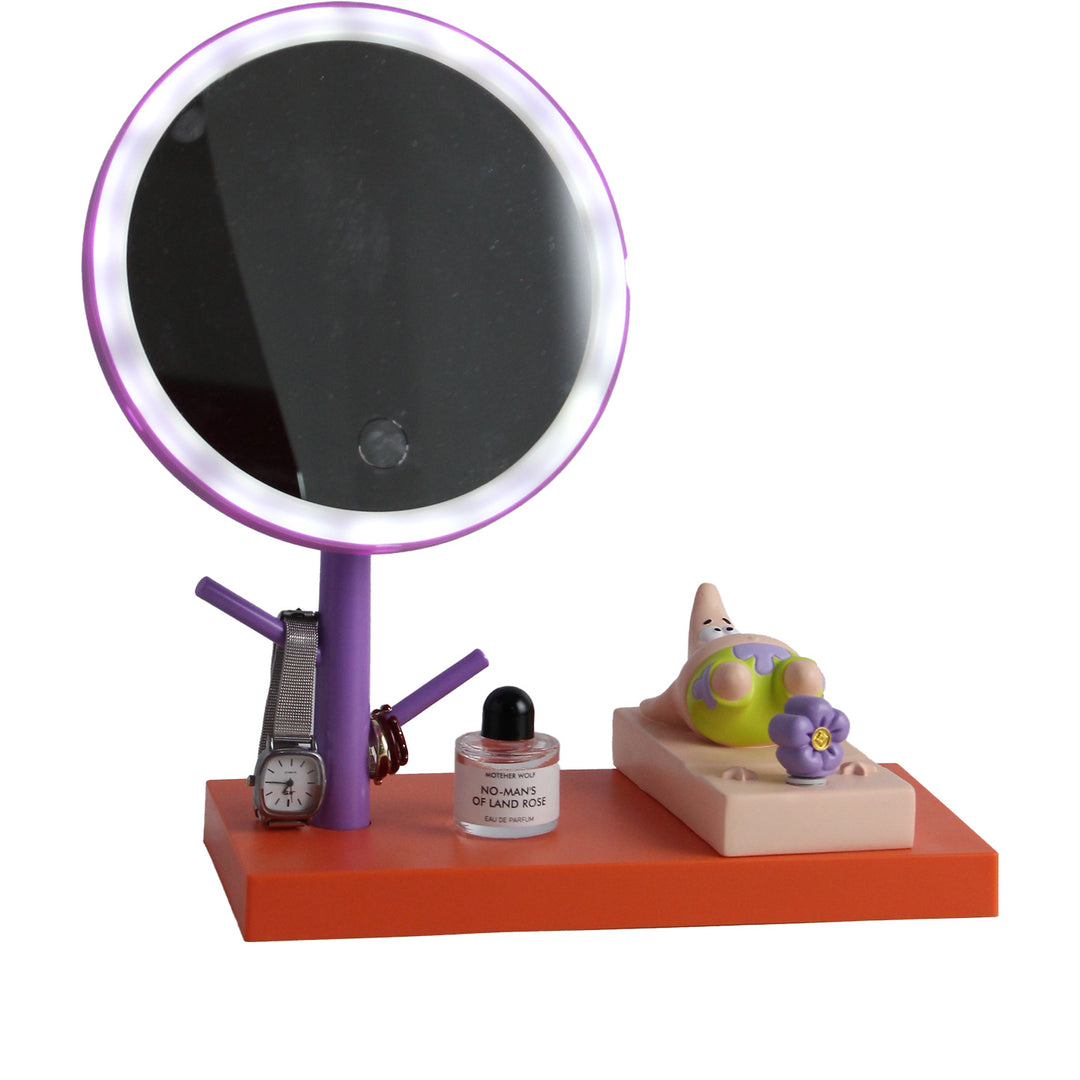 LED cosmetic mirror with phone holder