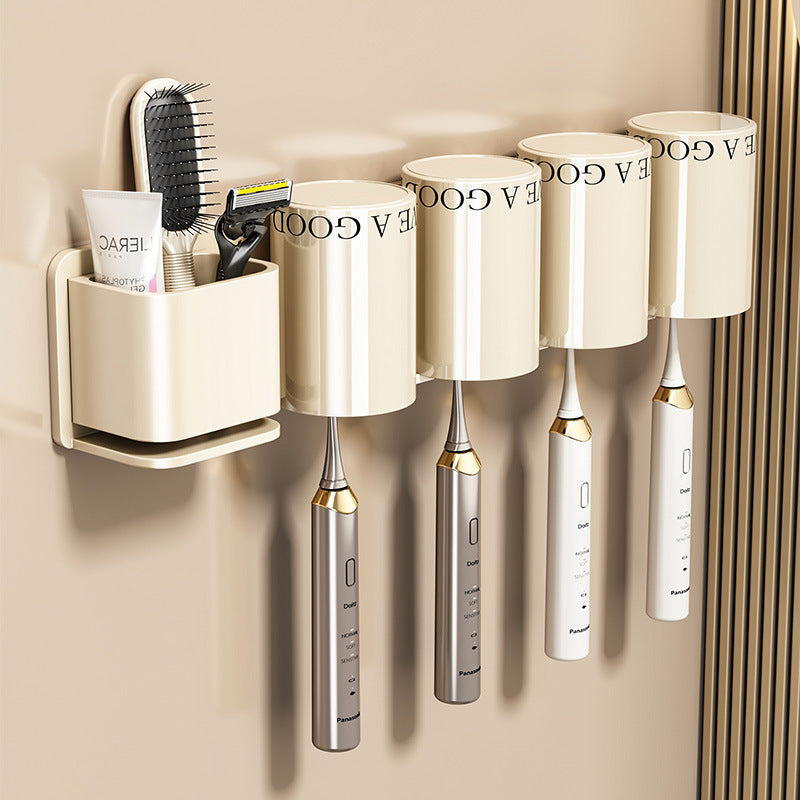 Aluminum toothbrush wall holder, hole-free