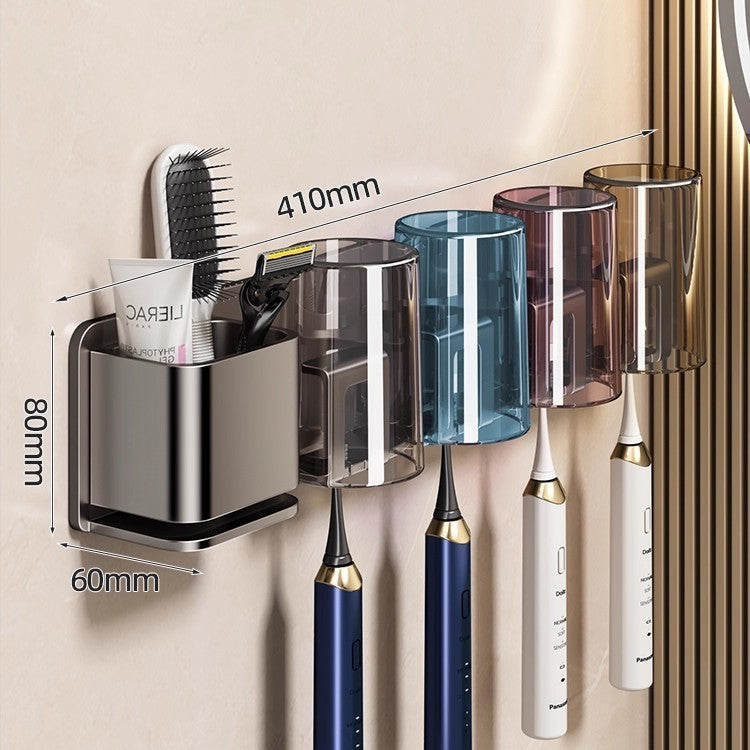 Aluminum toothbrush wall holder, hole-free