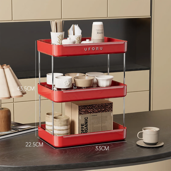 Table top for cups with drip tray, multilayer