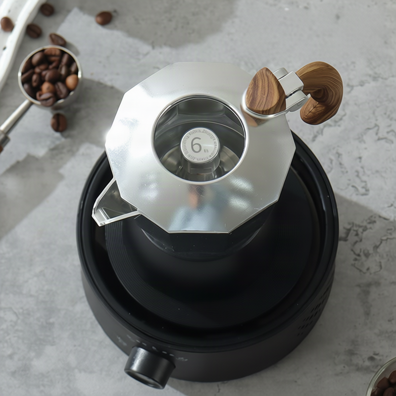 Espresso maker made of stainless steel