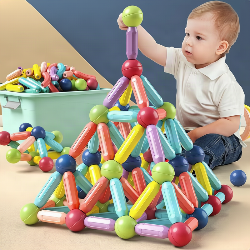 Magnet stick building blocks, multiple sizes