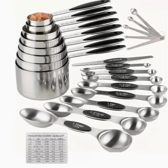 Stainless steel measuring spoon and cup set, 6-piece