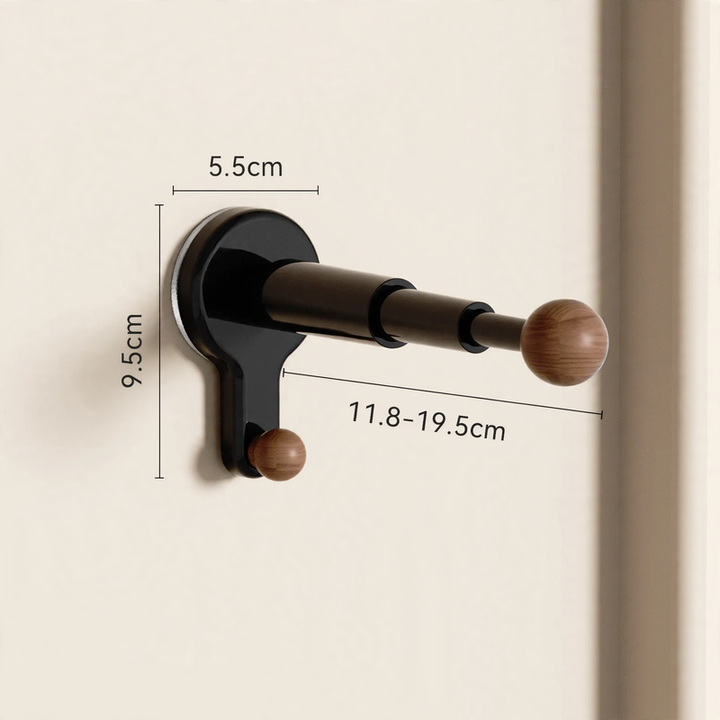 Extendable clothes rail, wall-mounted, without drilling