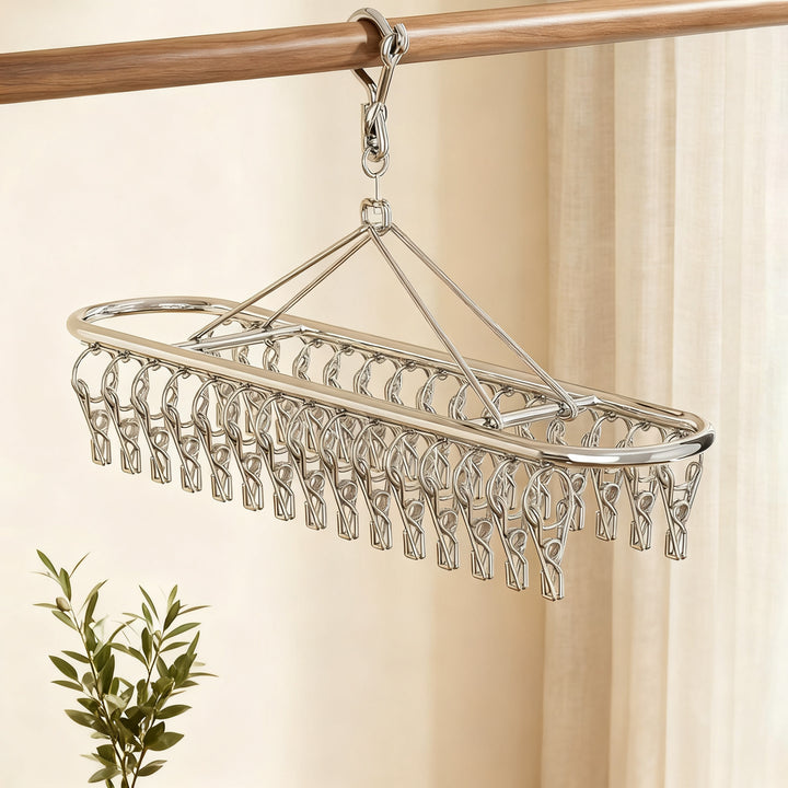 Stainless steel drying rack with 10, 20 or 30 clips